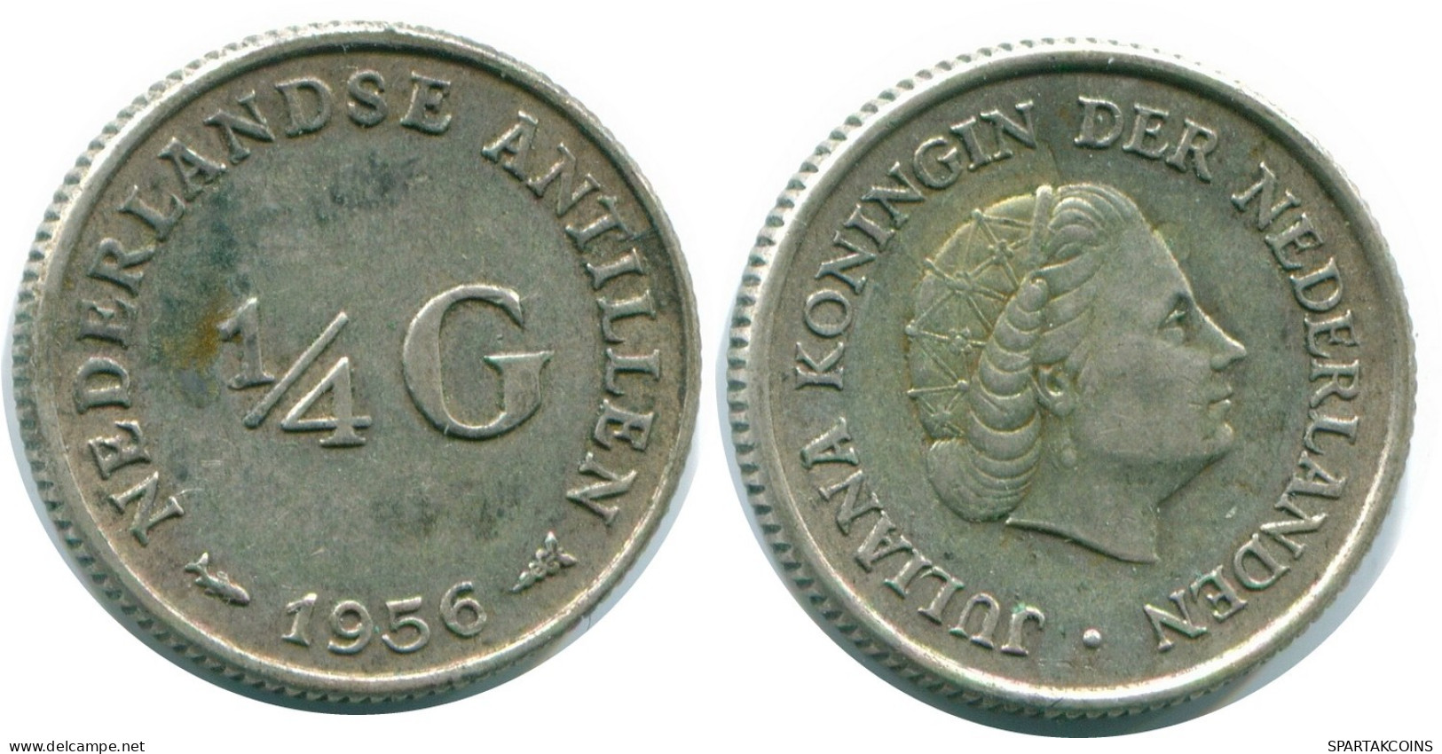 1/4 GULDEN 1956 ANTILLES NÉERLANDAISES ARGENT Colonial Pièce #NL10954.4.F.A - Niederländische Antillen