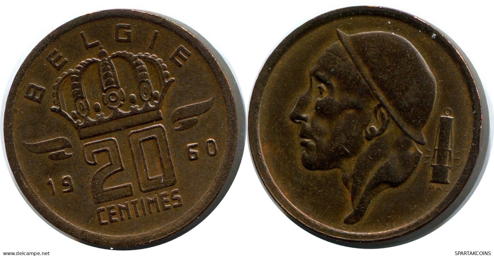 20 CENTIMES 1960 FRENCH Text BELGIQUE BELGIUM Pièce #BA396.F.A - 25 Centimes