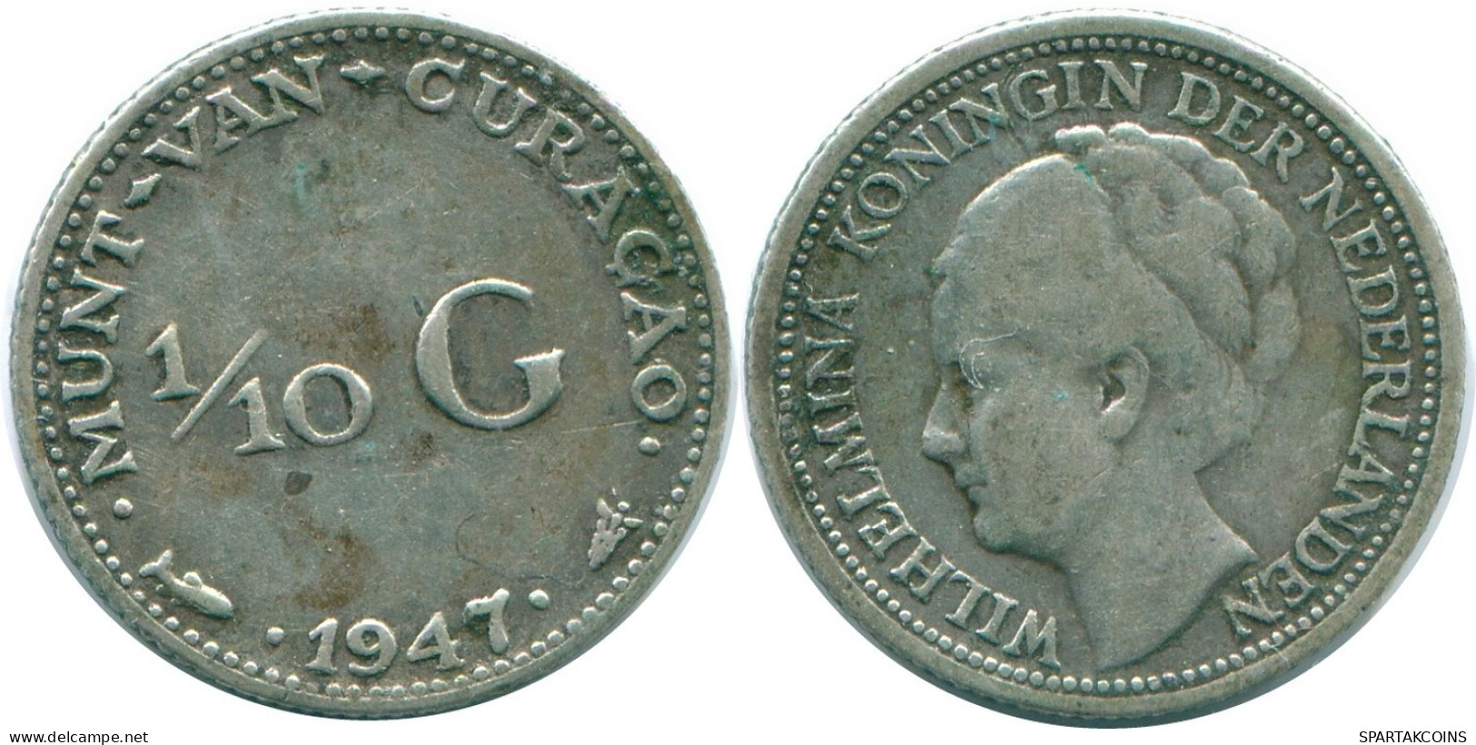 1/10 GULDEN 1947 CURACAO Netherlands SILVER Colonial Coin #NL11876.3.U.A - Curaçao