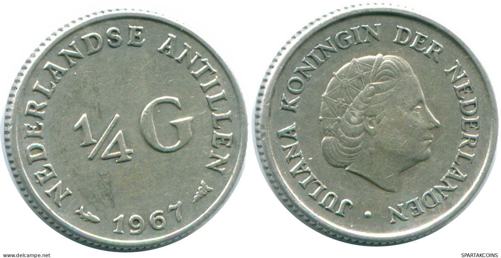 1/4 GULDEN 1967 ANTILLAS NEERLANDESAS PLATA Colonial Moneda #NL11510.4.E.A - Niederländische Antillen