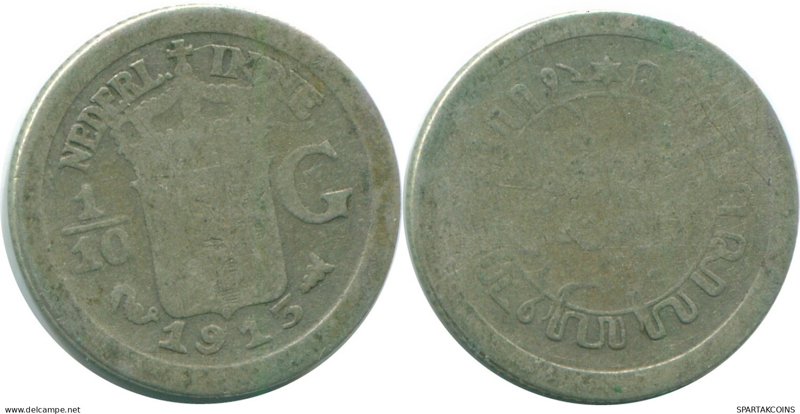 1/10 GULDEN 1913 NIEDERLANDE OSTINDIEN SILBER Koloniale Münze #NL13283.3.D.A - Indes Néerlandaises