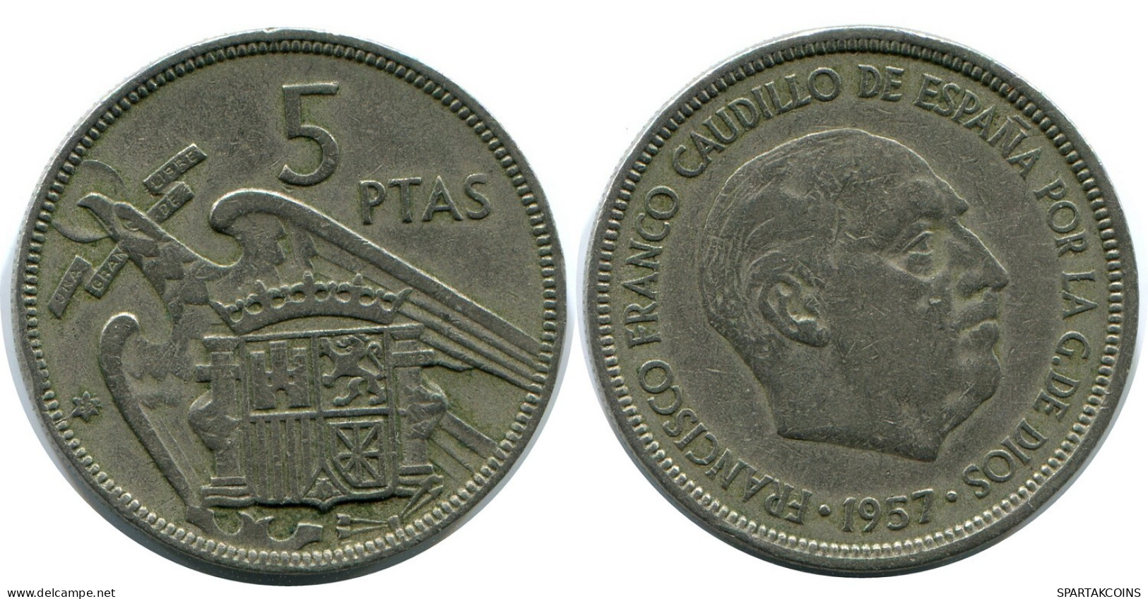 5 PESETAS 1957 SPANIEN SPAIN Francisco Franco Münze #AZ135.D.A - 5 Pesetas