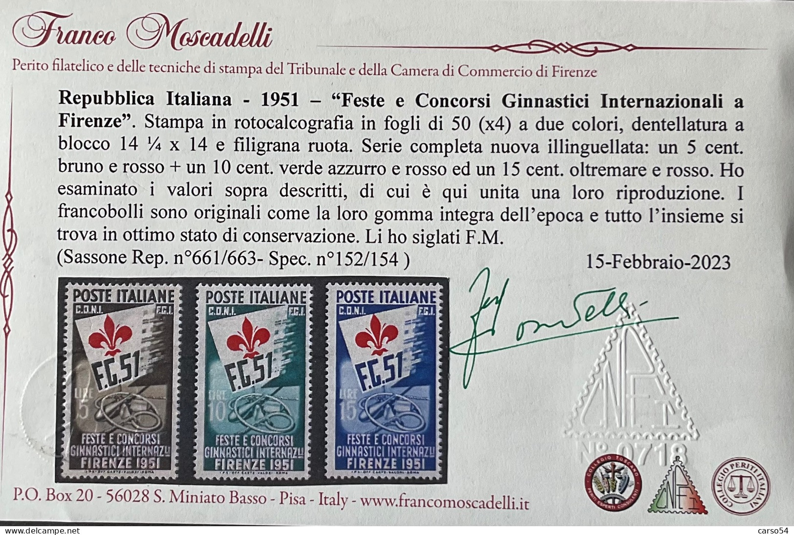 1951 - GINNICI SERIE COMPLETA NUOVI PERFETTI OTTIMA CENTRATURA - 1946-60: Mint/hinged
