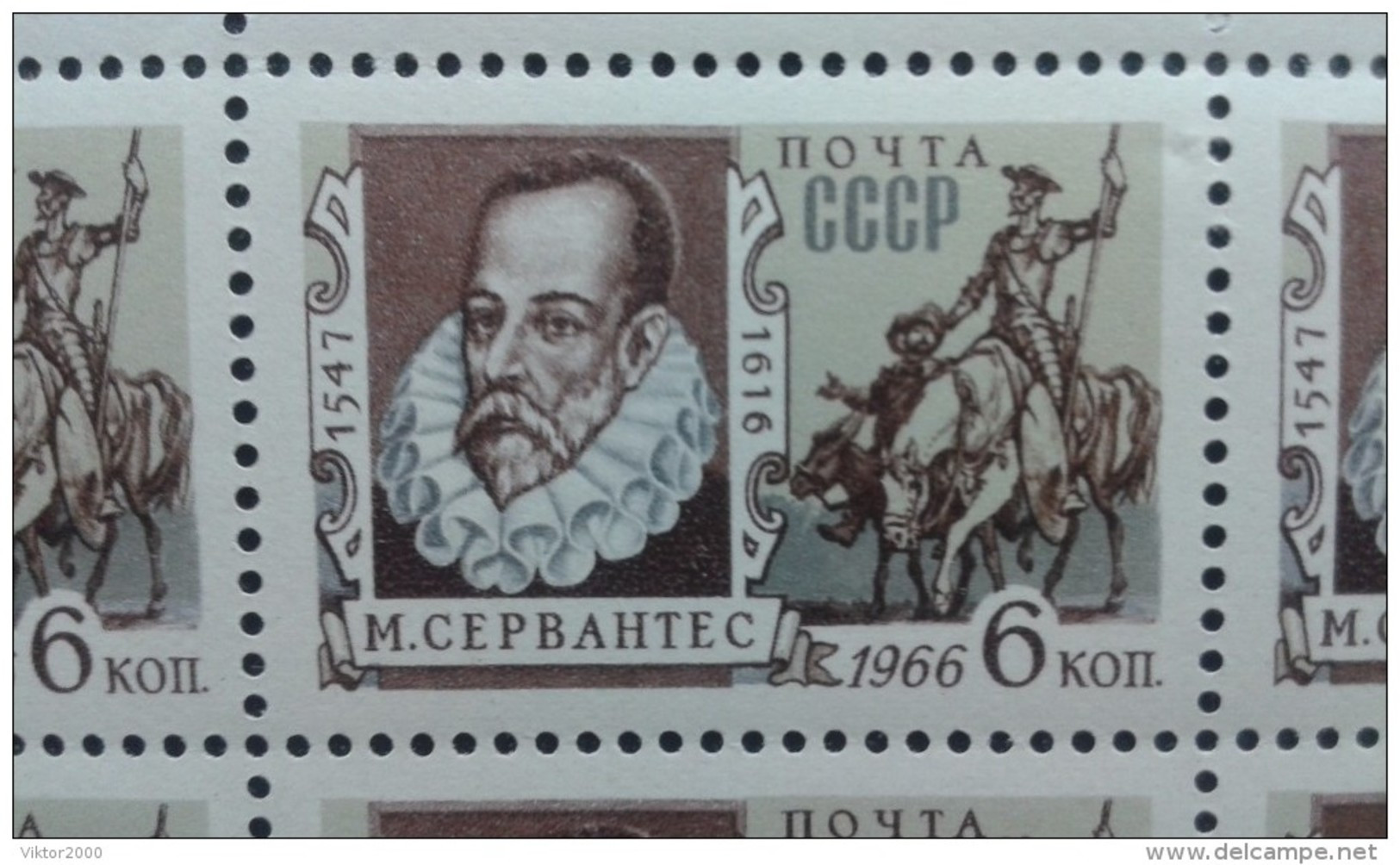 RUSSIA 1966 MNH (**)YVERT 3179 Miguel De Cervantes / Feuille. (5x10) - Autres & Non Classés
