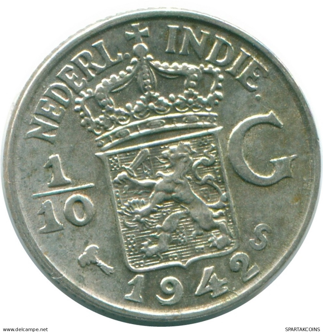 1/10 GULDEN 1942 NIEDERLANDE OSTINDIEN SILBER Koloniale Münze #NL13965.3.D.A - Indes Néerlandaises