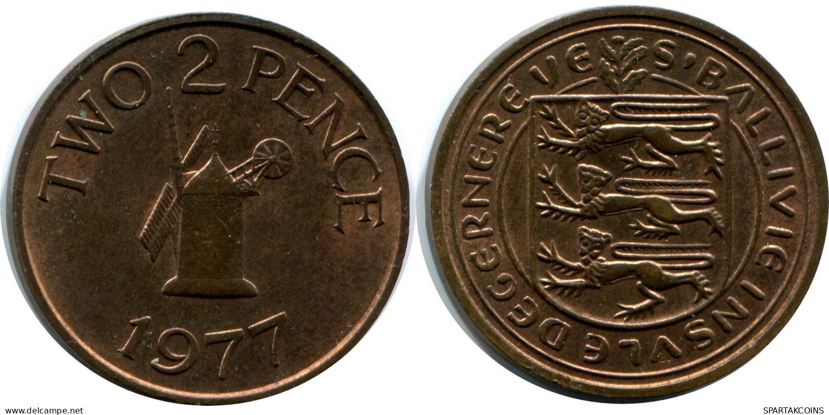 2 PENCE 1977 GUERNSEY Moneda #AX104.E.A - Guernesey
