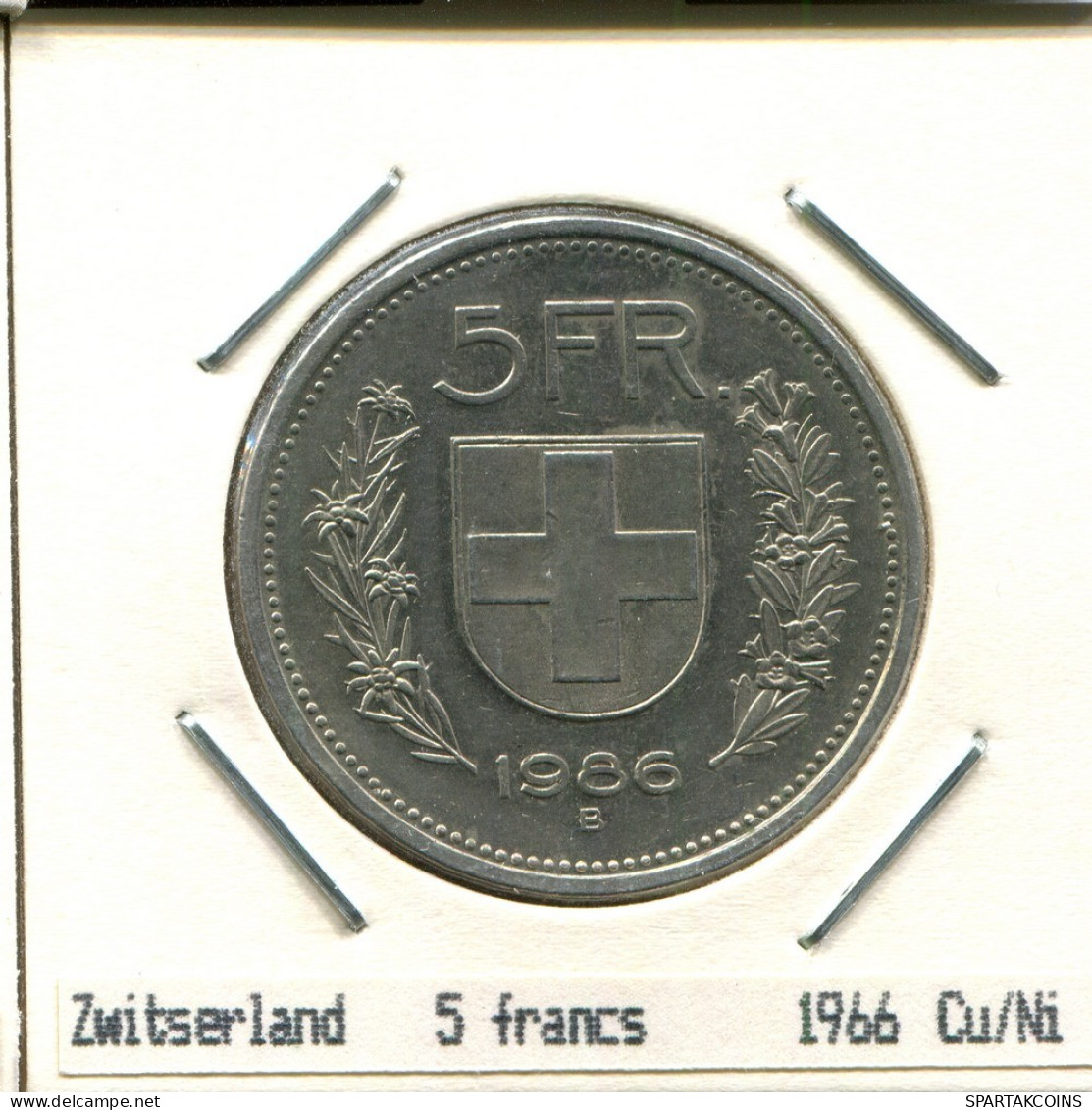 5 FRANCS 1966 SUIZA SWITZERLAND Moneda #AS483.E.A - Autres & Non Classés