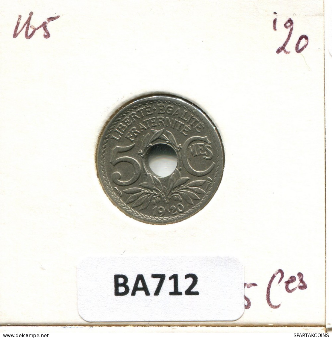 5 CENTIMES 1920 FRANCIA FRANCE Moneda #BA712.E.A - 5 Centimes