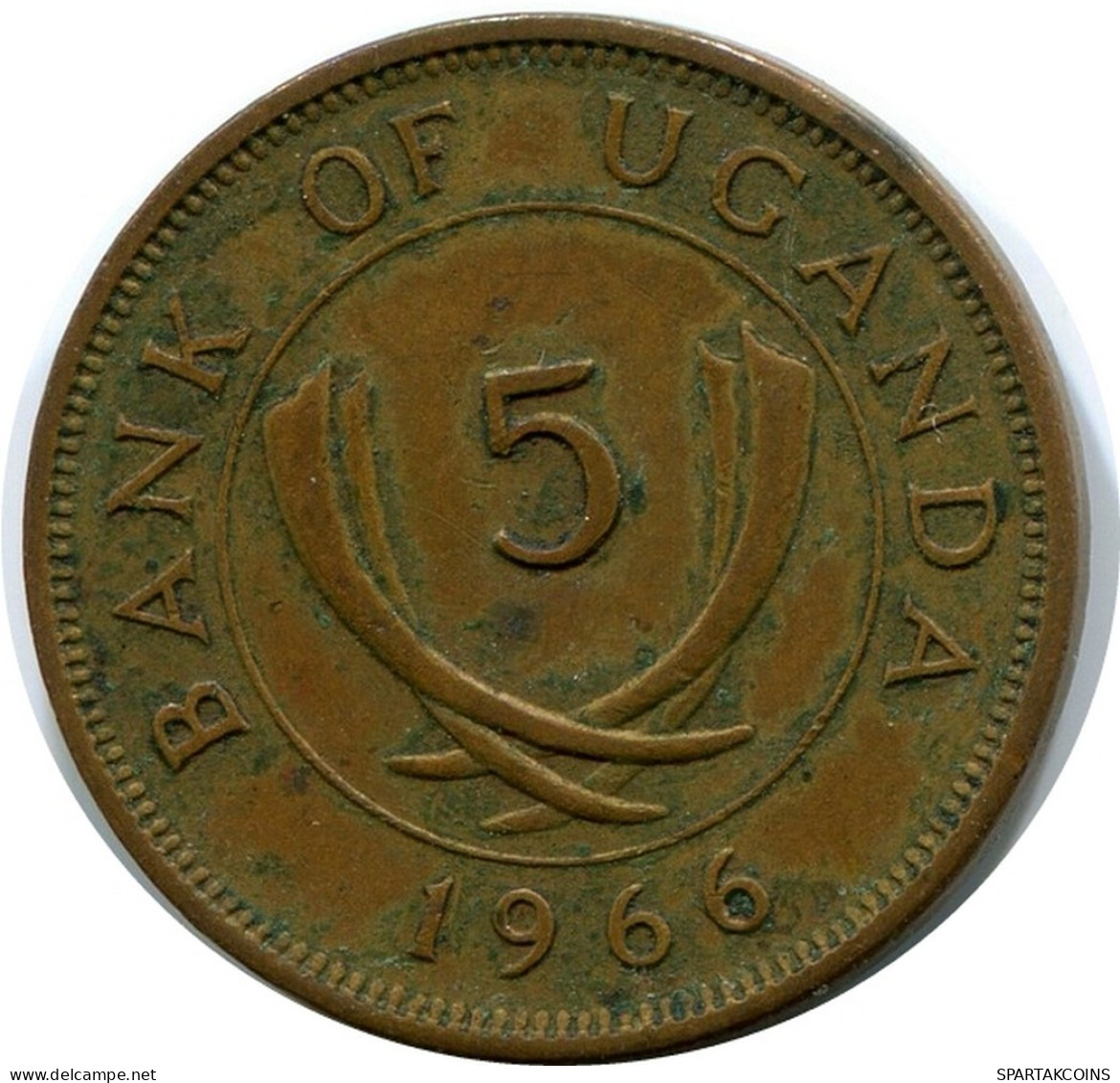 5 CENTS 1966 UGANDA Moneda #AR255.E.A - Uganda