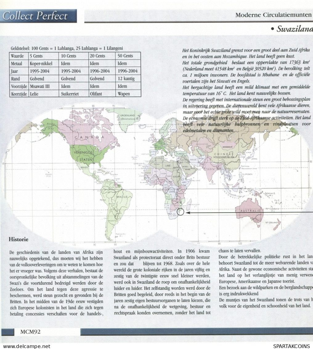 SWAZILAND 1995-2004 Pièce SET 5. 10. 20. 50 CENTS UNC #SET1179.5.F.A - Swasiland