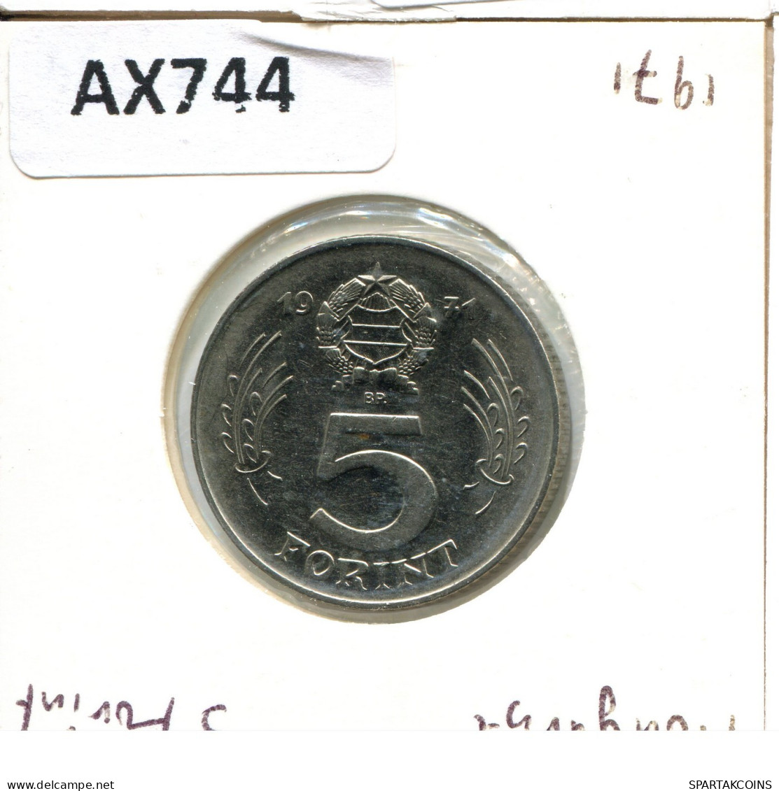 5 FORINT 1971 HUNGRÍA HUNGARY Moneda #AX744.E.A - Hongrie