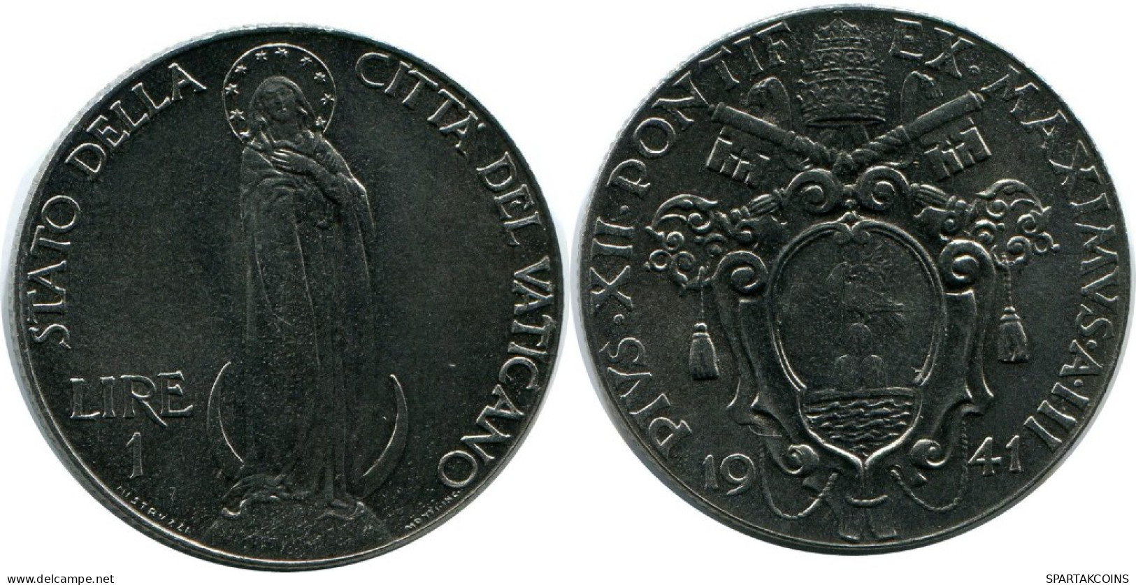 1 LIRE 1941 VATICAN Coin Pius XII (1939-1958) #AH314.16.U.A - Vaticaanstad