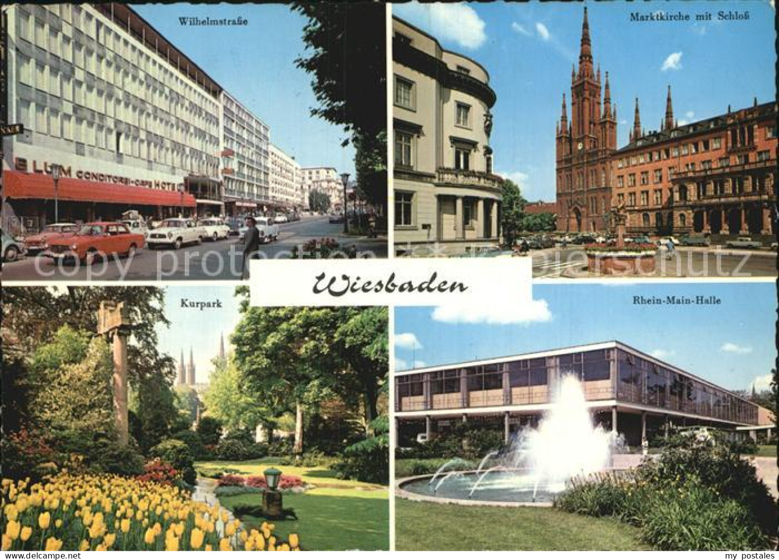 72543466 Wiesbaden Wilhelmstr Marktkirche Mit Schloss Kurpark Rhein Main Halle W - Wiesbaden