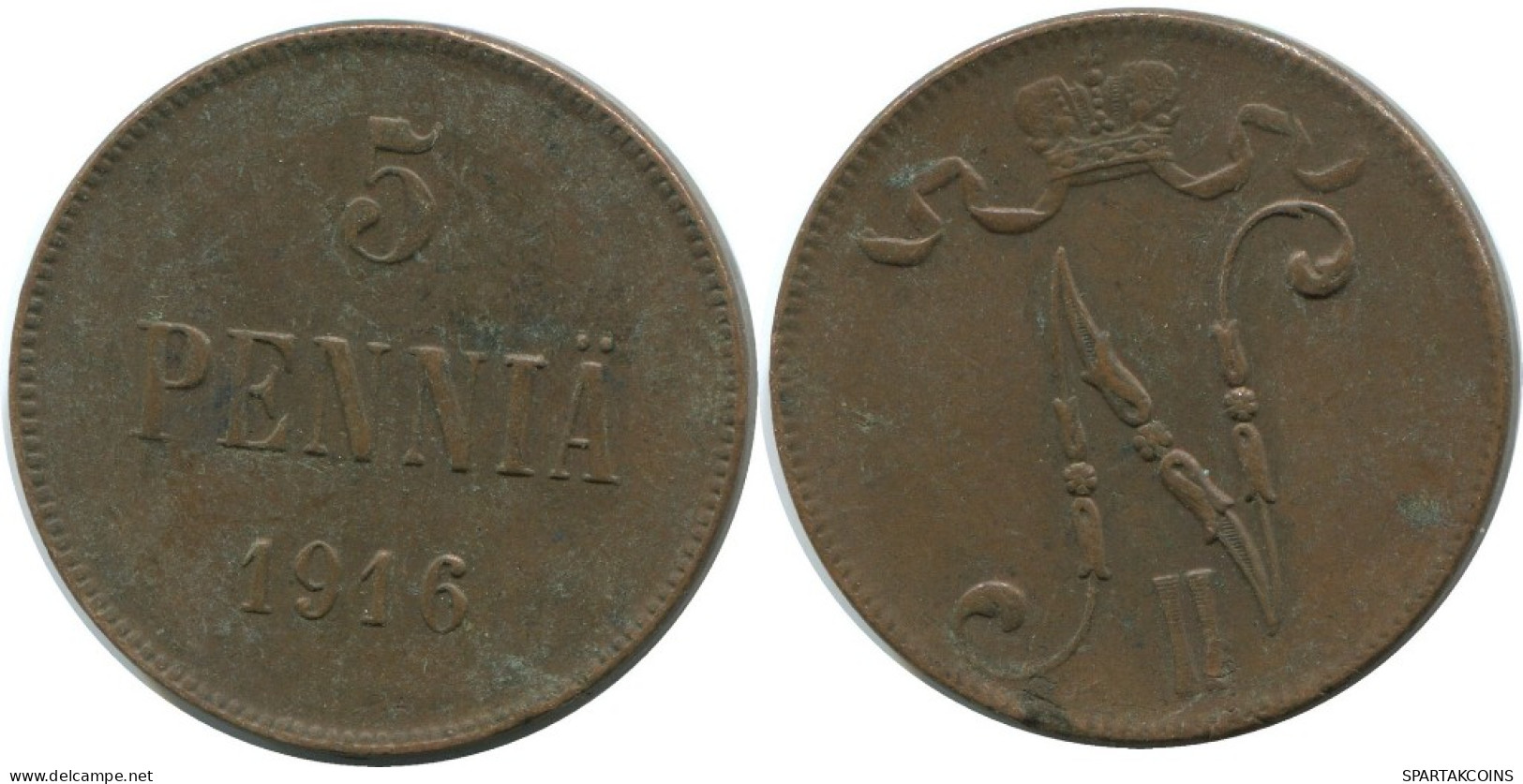 5 PENNIA 1916 FINLANDIA FINLAND Moneda RUSIA RUSSIA EMPIRE #AB180.5.E.A - Finland