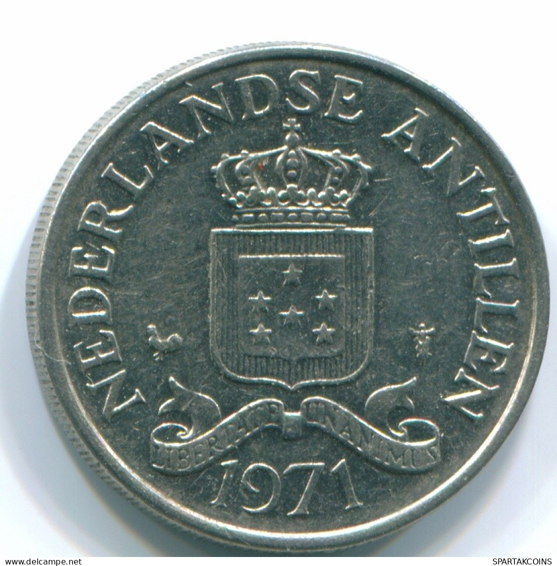 25 CENTS 1971 ANTILLES NÉERLANDAISES Nickel Colonial Pièce #S11559.F.A - Niederländische Antillen