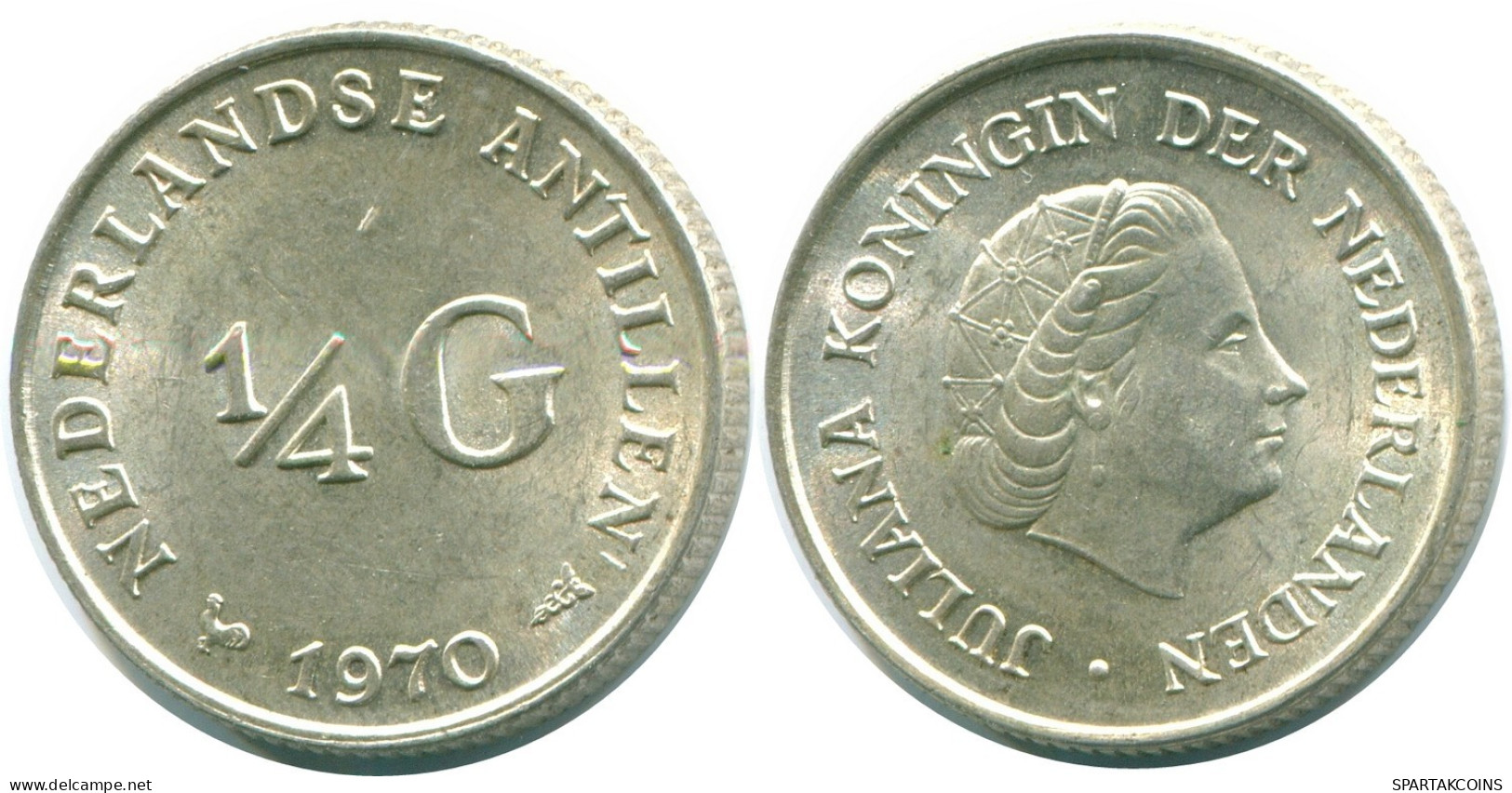 1/4 GULDEN 1970 NETHERLANDS ANTILLES SILVER Colonial Coin #NL11631.4.U.A - Antilles Néerlandaises