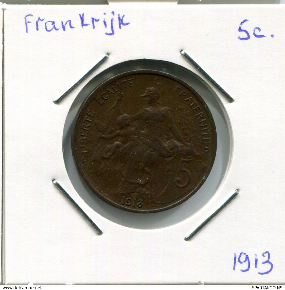 5 CENTIMES 1913 FRANCIA FRANCE Moneda #AM721.E.A - 5 Centimes