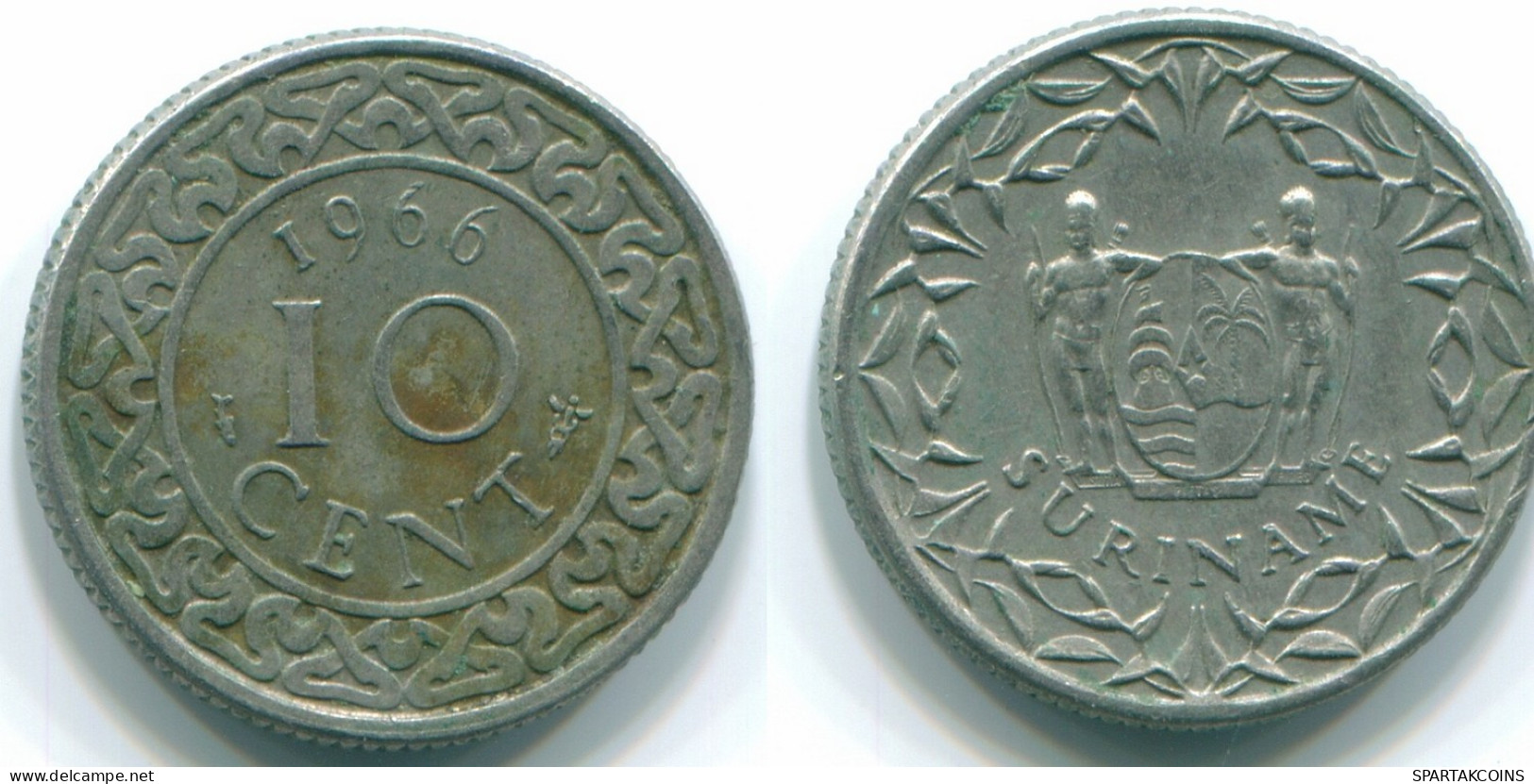 10 CENTS 1966 SURINAM NIEDERLANDE Nickel Koloniale Münze #S13228.D.A - Surinam 1975 - ...