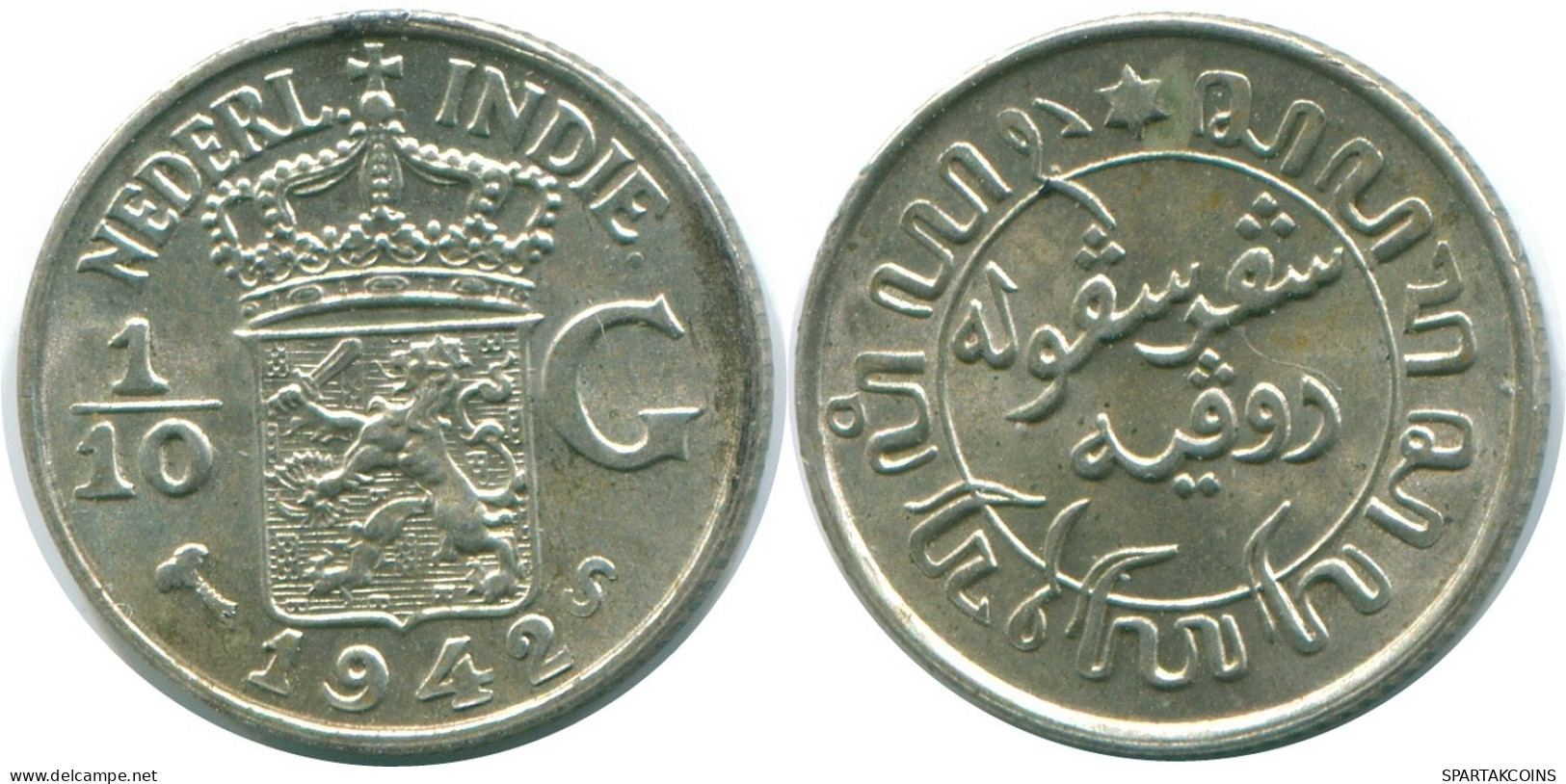 1/10 GULDEN 1942 NIEDERLANDE OSTINDIEN SILBER Koloniale Münze #NL13924.3.D.A - Dutch East Indies