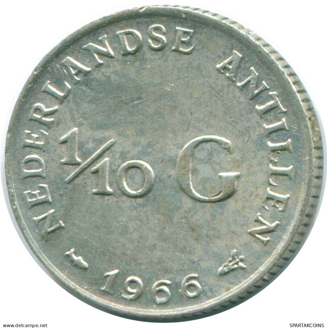 1/10 GULDEN 1966 ANTILLAS NEERLANDESAS PLATA Colonial Moneda #NL12866.3.E.A - Antilles Néerlandaises