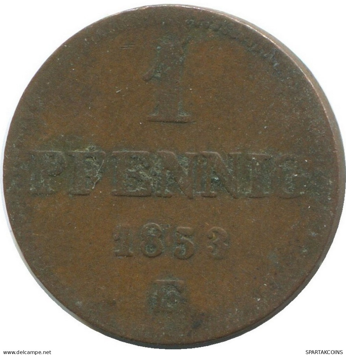 SAXONY 1 PFENNIG 1853 F Mint Stuttgart K.S. S.M. German States #DE10598.16.F.A - Other & Unclassified