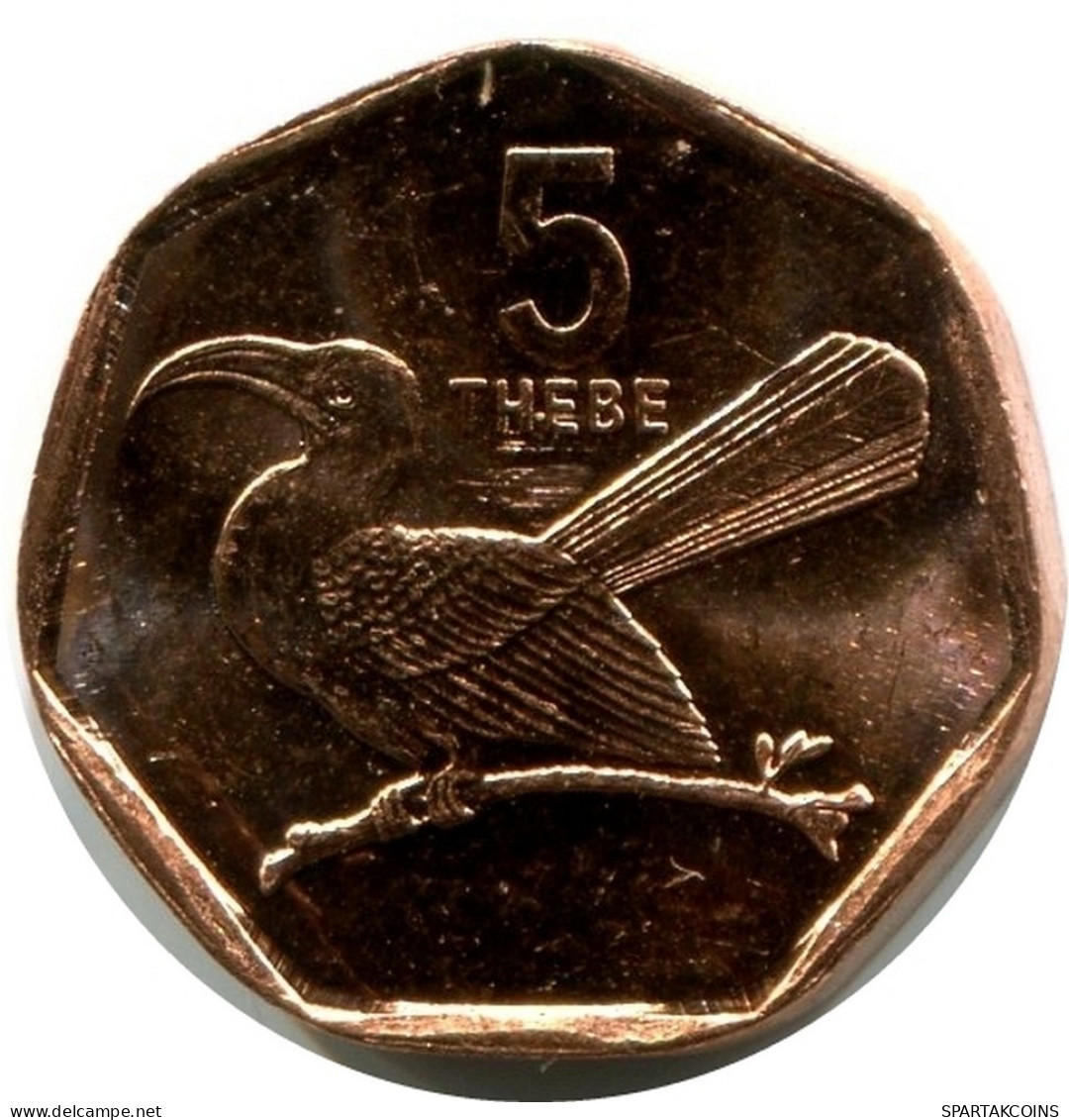 5 THEBE 1998 BOTSWANA Münze UNC Toko Bird Wildlife #M10024.D.A - Botswana