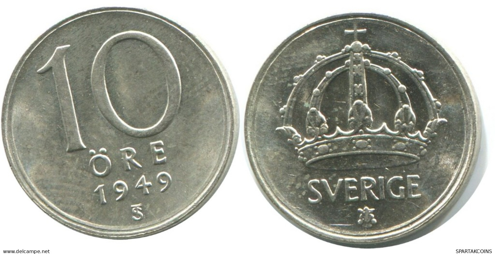 10 ORE 1949 SUECIA SWEDEN PLATA Moneda #AD036.2.E.A - Suède