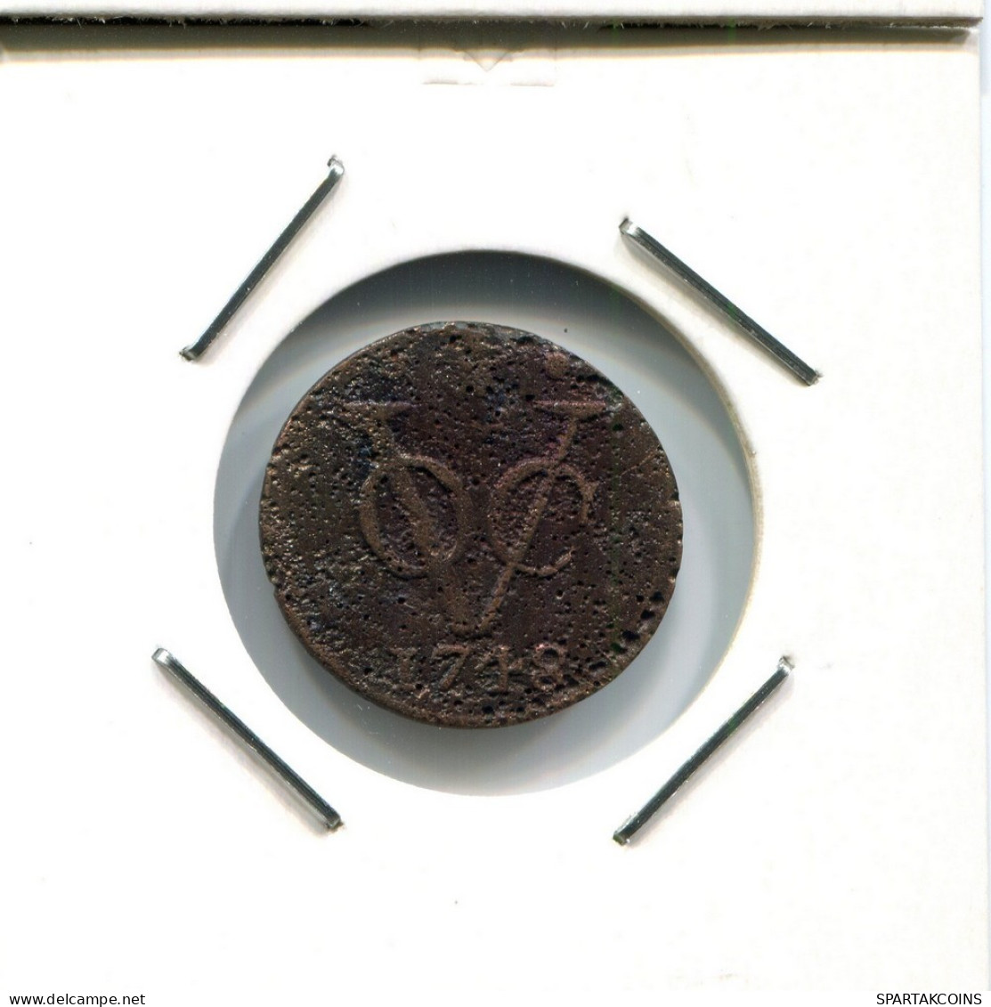 1748 HOLLAND VOC DUIT NIEDERLANDE OSTINDIEN NY COLONIAL PENNY #VOC2615.7.D.A - Indes Néerlandaises