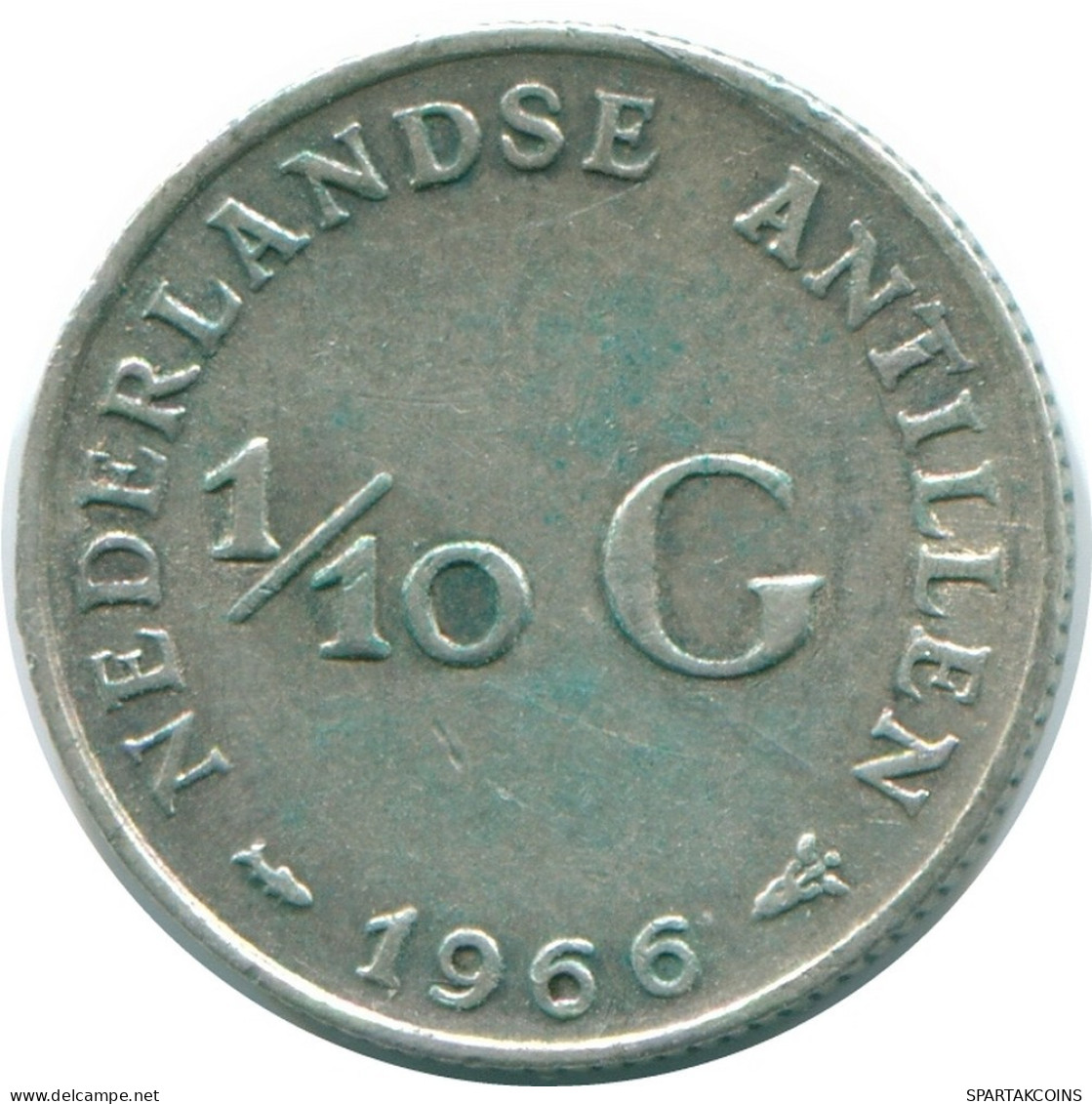 1/10 GULDEN 1966 ANTILLES NÉERLANDAISES ARGENT Colonial Pièce #NL12892.3.F.A - Antilles Néerlandaises