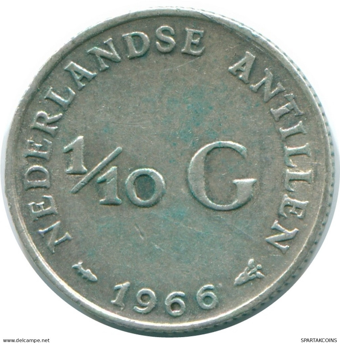 1/10 GULDEN 1966 ANTILLES NÉERLANDAISES ARGENT Colonial Pièce #NL12892.3.F.A - Netherlands Antilles