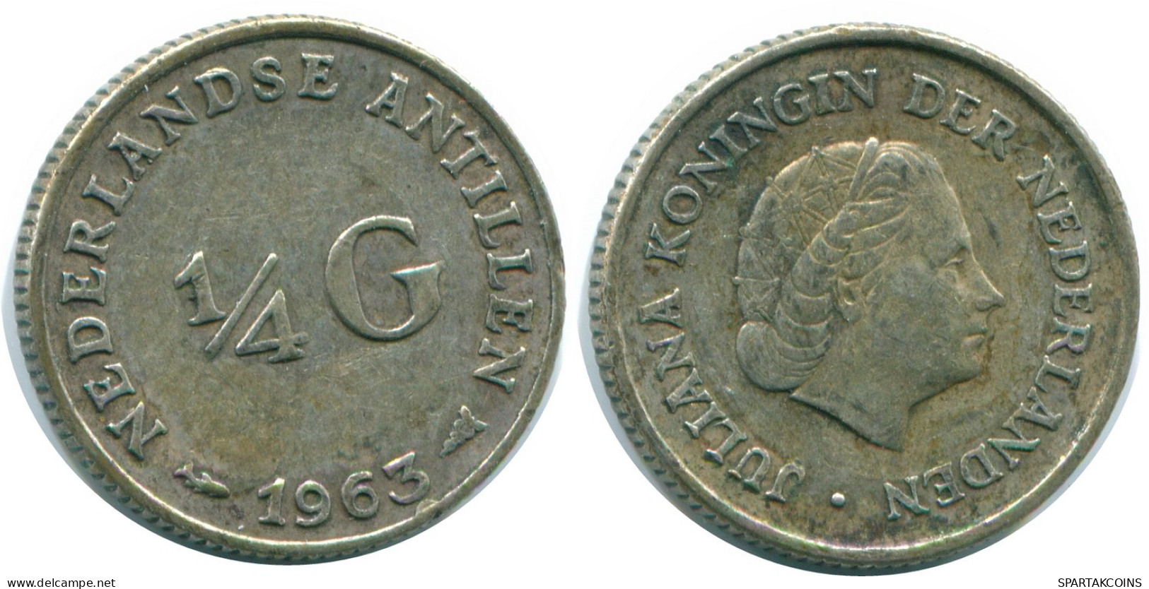 1/4 GULDEN 1963 ANTILLAS NEERLANDESAS PLATA Colonial Moneda #NL11222.4.E.A - Antilles Néerlandaises