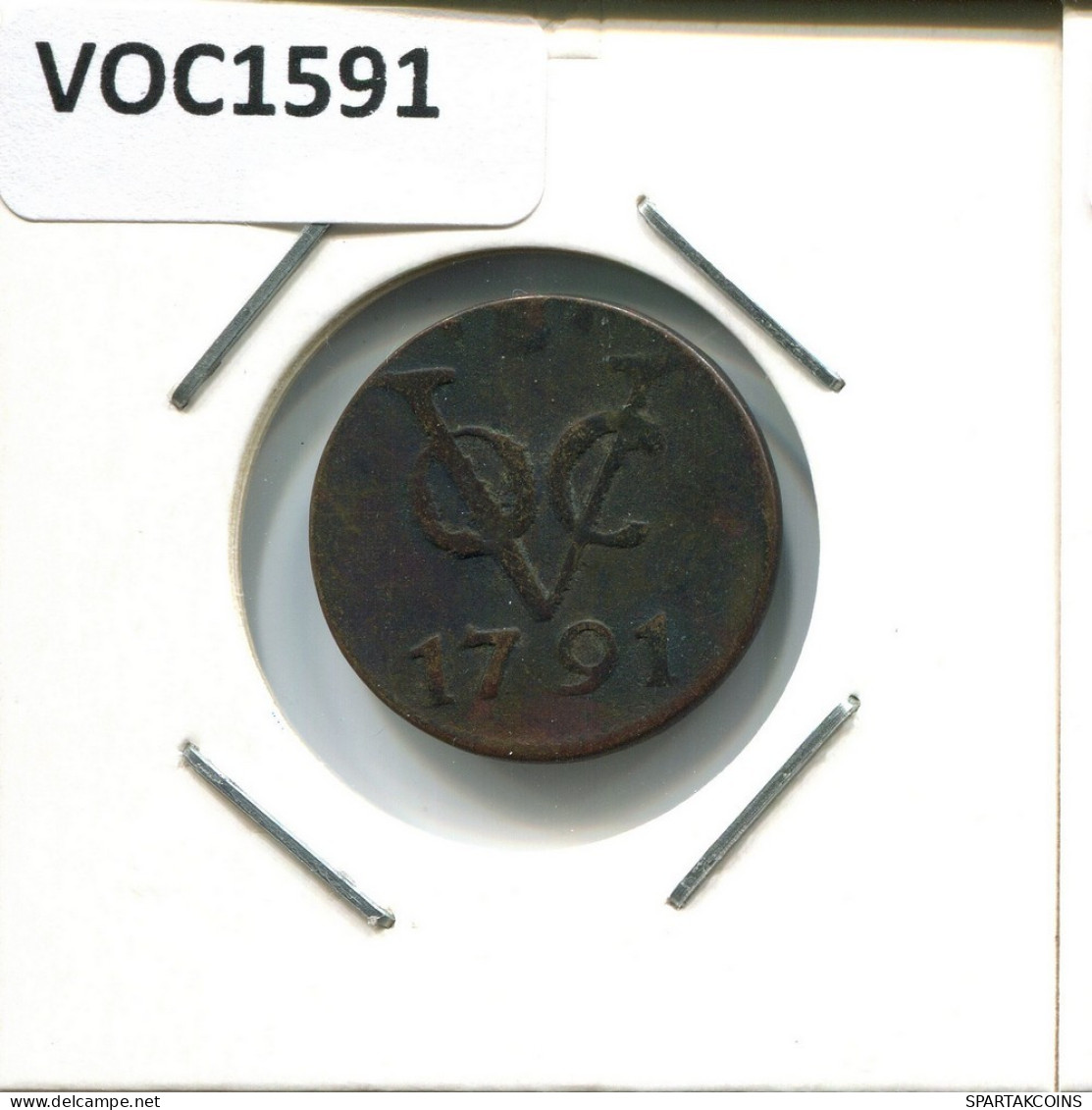 1791 UTRECHT VOC DUIT NIEDERLANDE OSTINDIEN NY COLONIAL PENNY #VOC1591.10.D.A - Dutch East Indies