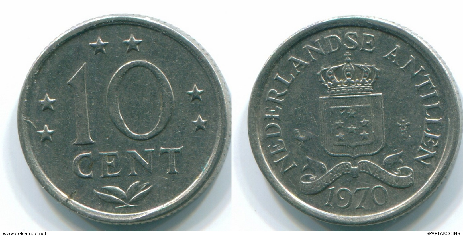 10 CENTS 1974 ANTILLES NÉERLANDAISES Nickel Colonial Pièce #S13494.F.A - Antilles Néerlandaises