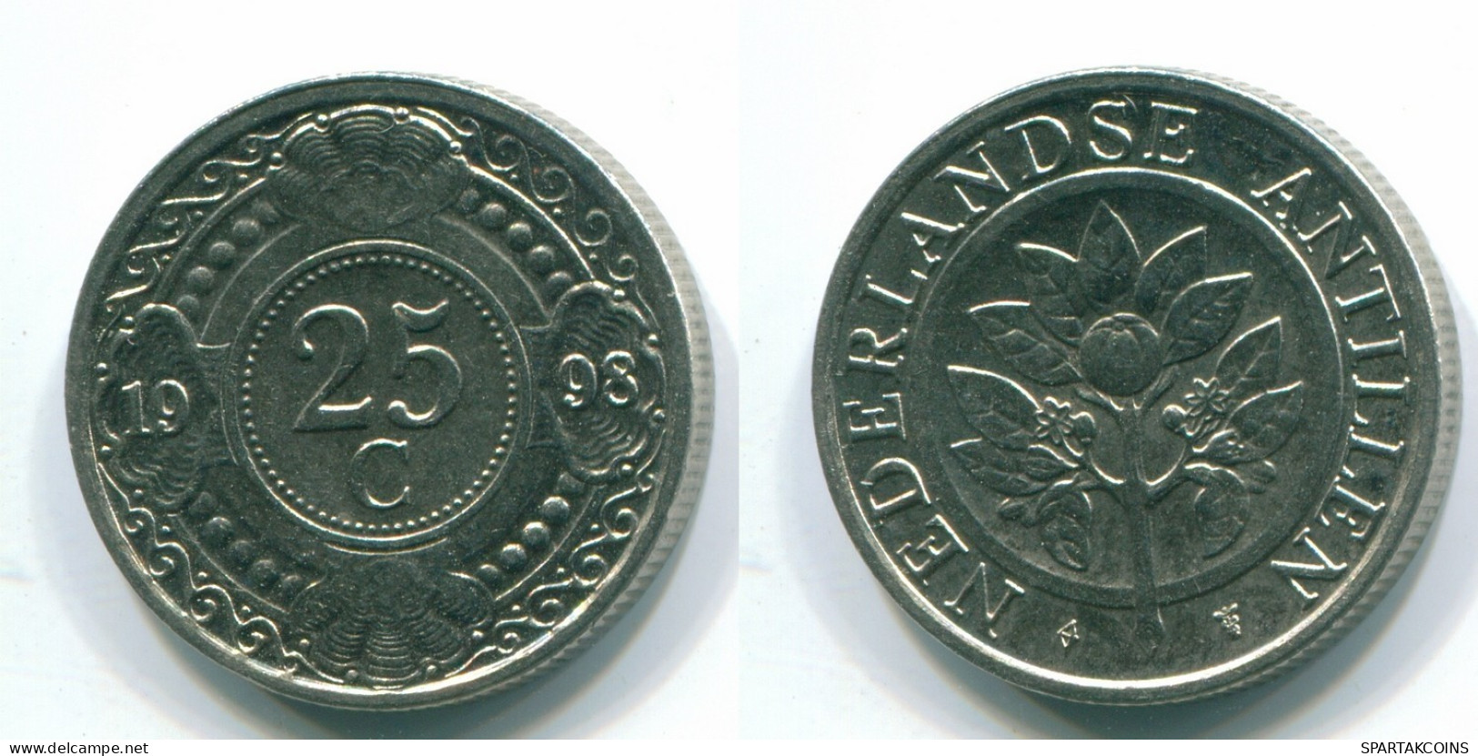 25 CENTS 1998 ANTILLAS NEERLANDESAS Nickel Colonial Moneda #S11302.E.A - Antilles Néerlandaises