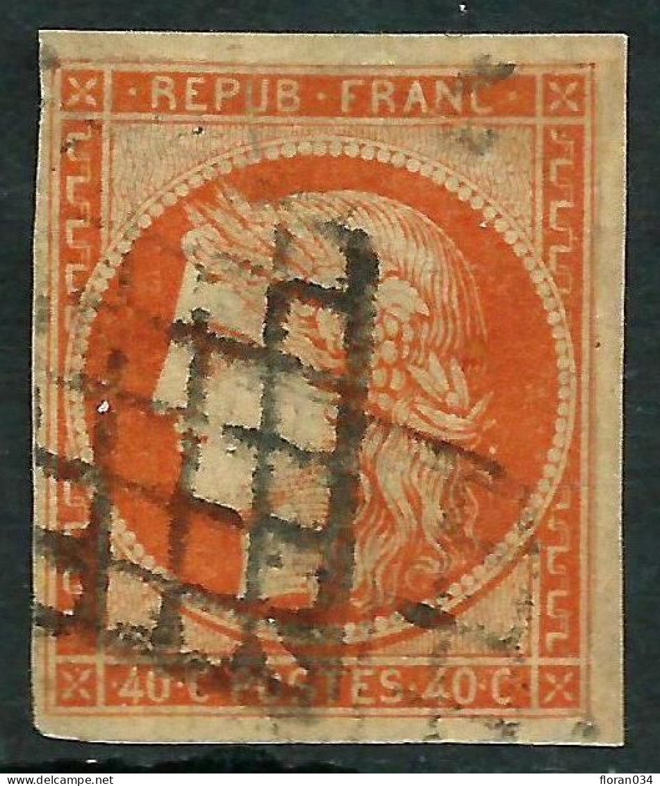 France N° 5 Obl. Grille - REPARE - Cote 500 Euros - 1849-1850 Ceres