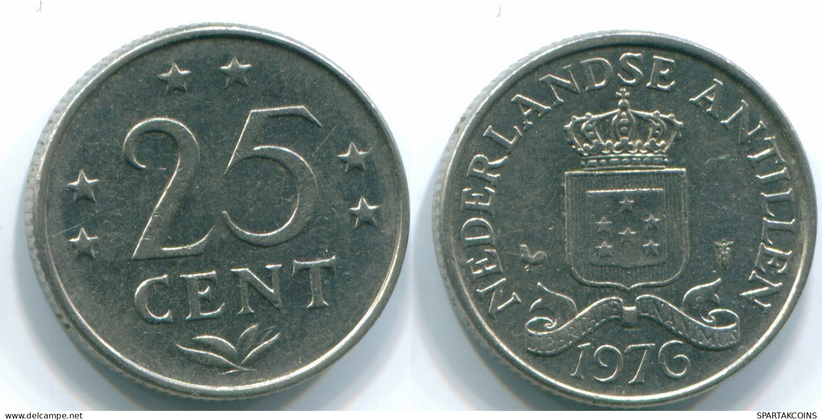 25 CENTS 1976 NIEDERLÄNDISCHE ANTILLEN Nickel Koloniale Münze #S11641.D.A - Netherlands Antilles