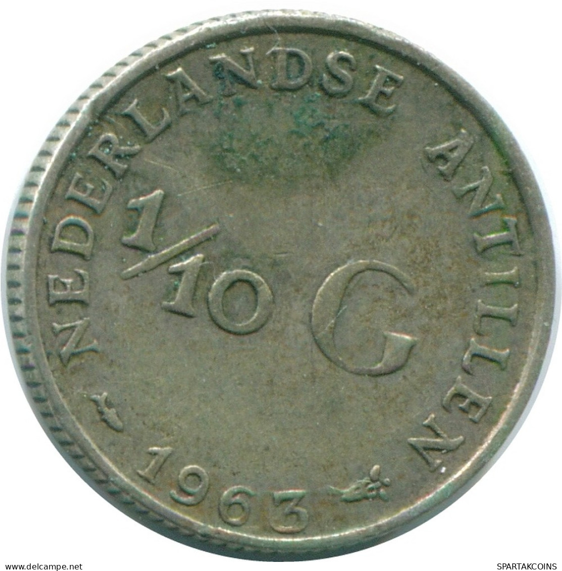 1/10 GULDEN 1963 NETHERLANDS ANTILLES SILVER Colonial Coin #NL12511.3.U.A - Antilles Néerlandaises