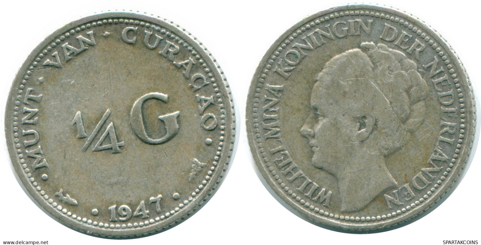 1/4 GULDEN 1947 CURACAO Netherlands SILVER Colonial Coin #NL10825.4.U.A - Curaçao