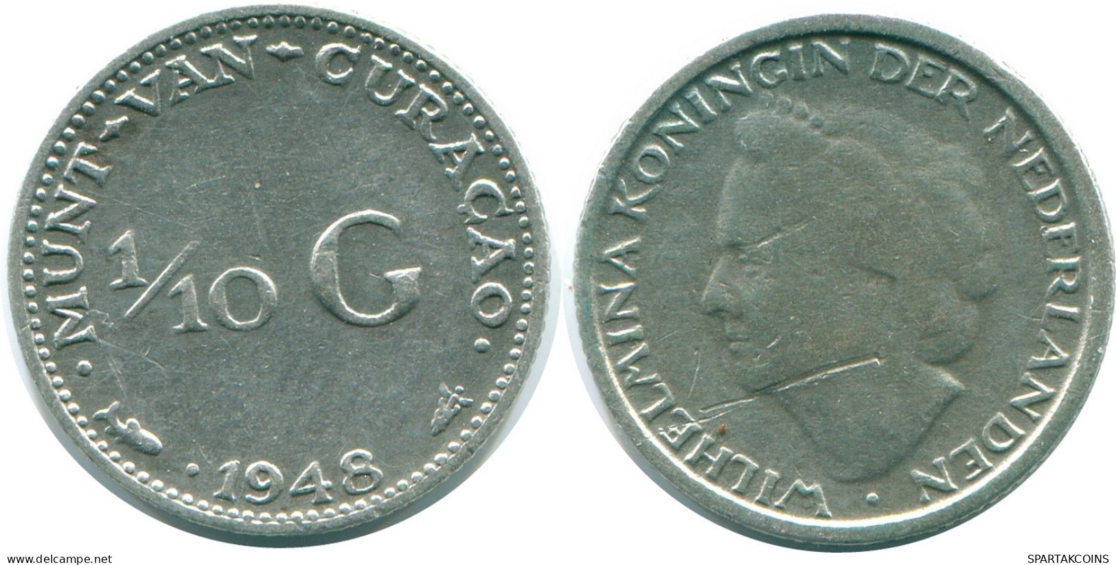 1/10 GULDEN 1948 CURACAO NIEDERLANDE SILBER Koloniale Münze #NL11923.3.D.A - Curaçao