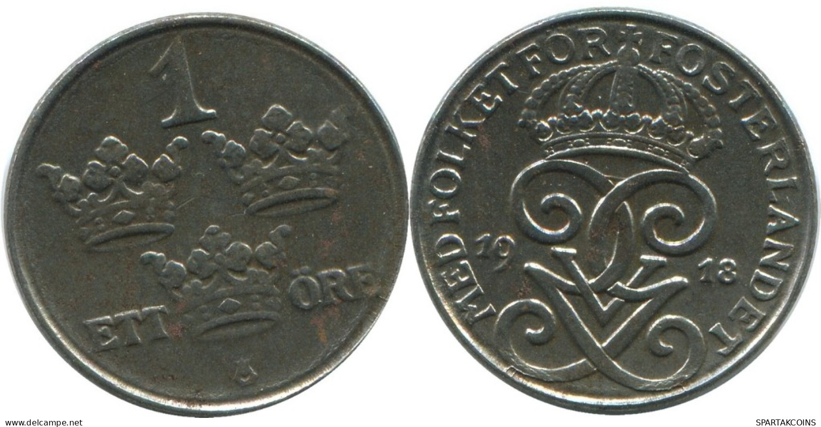 1 ORE 1918 SCHWEDEN SWEDEN Münze #AD155.2.D.A - Schweden