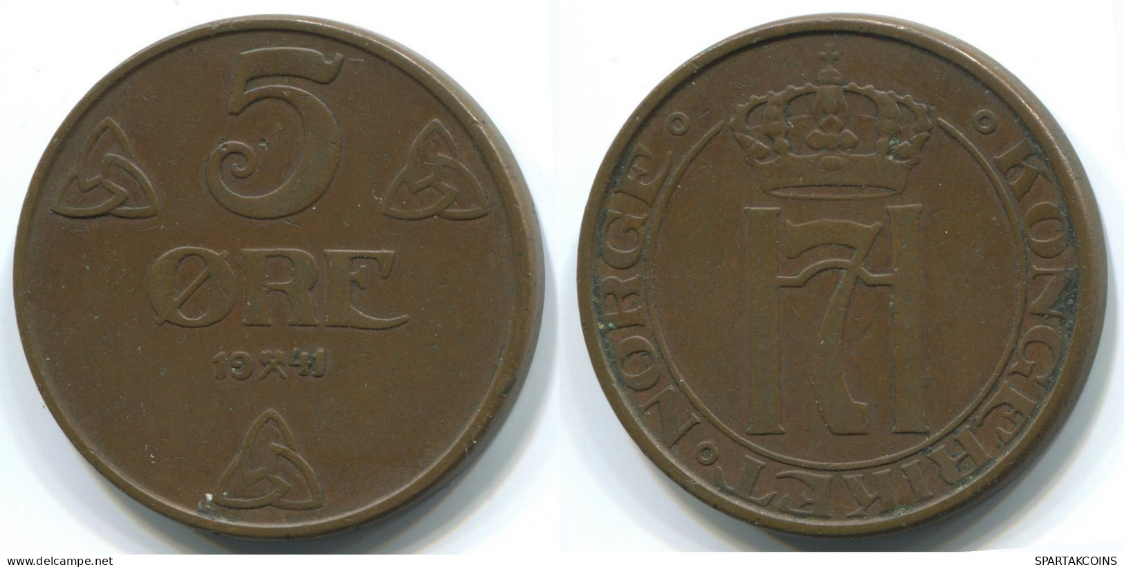 5 ORE 1941 NORWAY Coin #WW1036.U.A - Norway