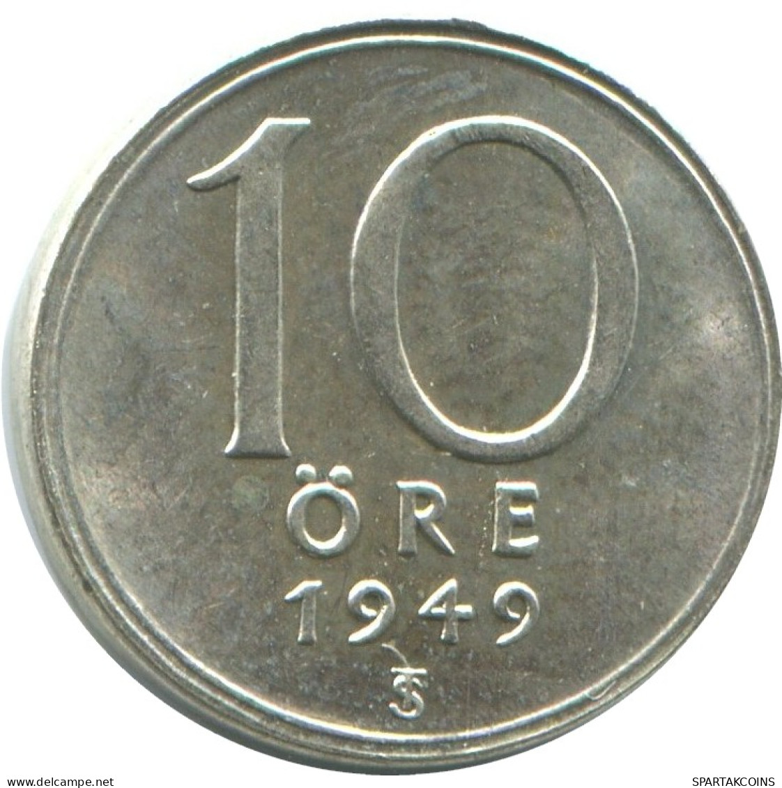 10 ORE 1949 SUECIA SWEDEN PLATA Moneda #AD097.2.E.A - Suède