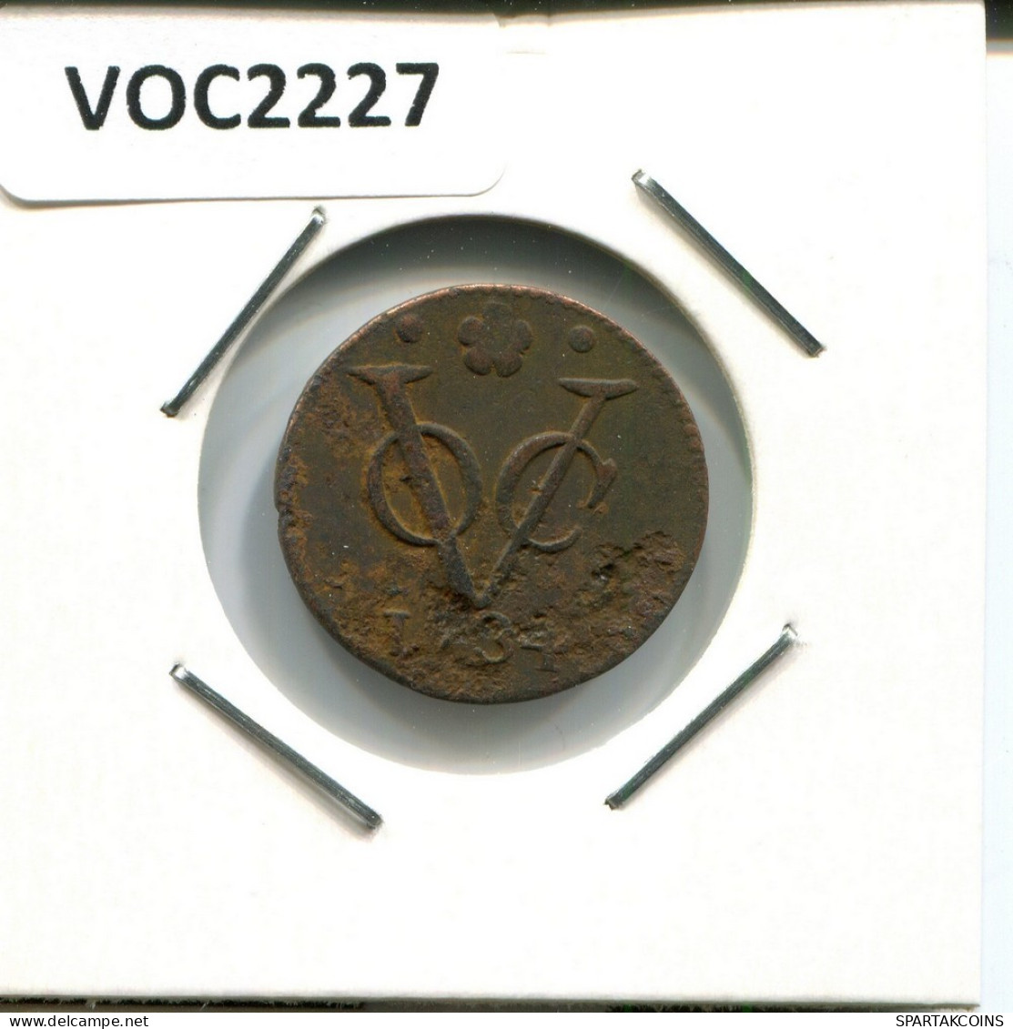 1734 HOLLAND VOC DUIT INDES NÉERLANDAIS NETHERLANDS NEW YORK COLONIAL PENNY #VOC2227.7.F.A - Indes Néerlandaises