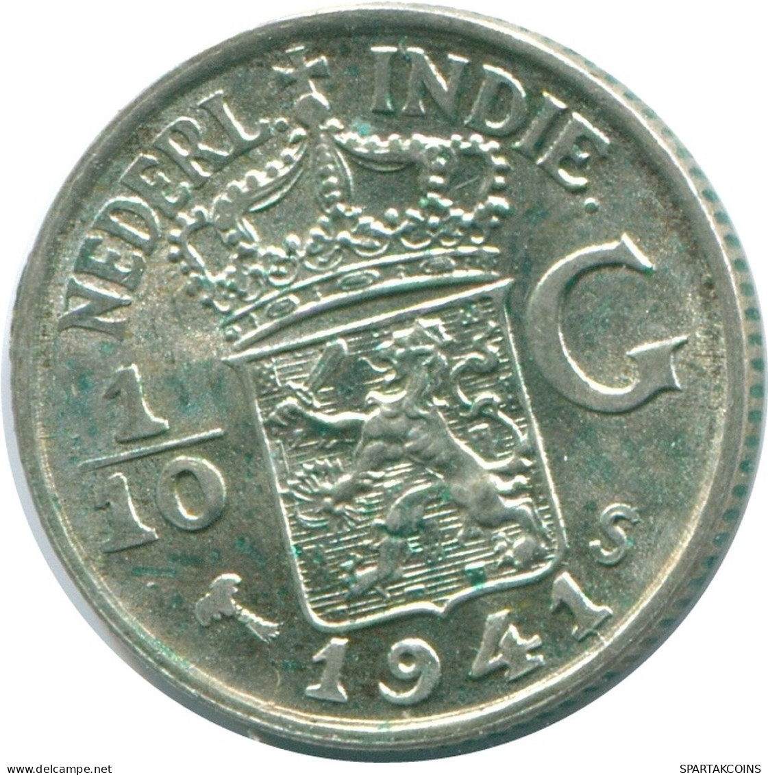 1/10 GULDEN 1941 S NIEDERLANDE OSTINDIEN SILBER Koloniale Münze #NL13653.3.D.A - Niederländisch-Indien
