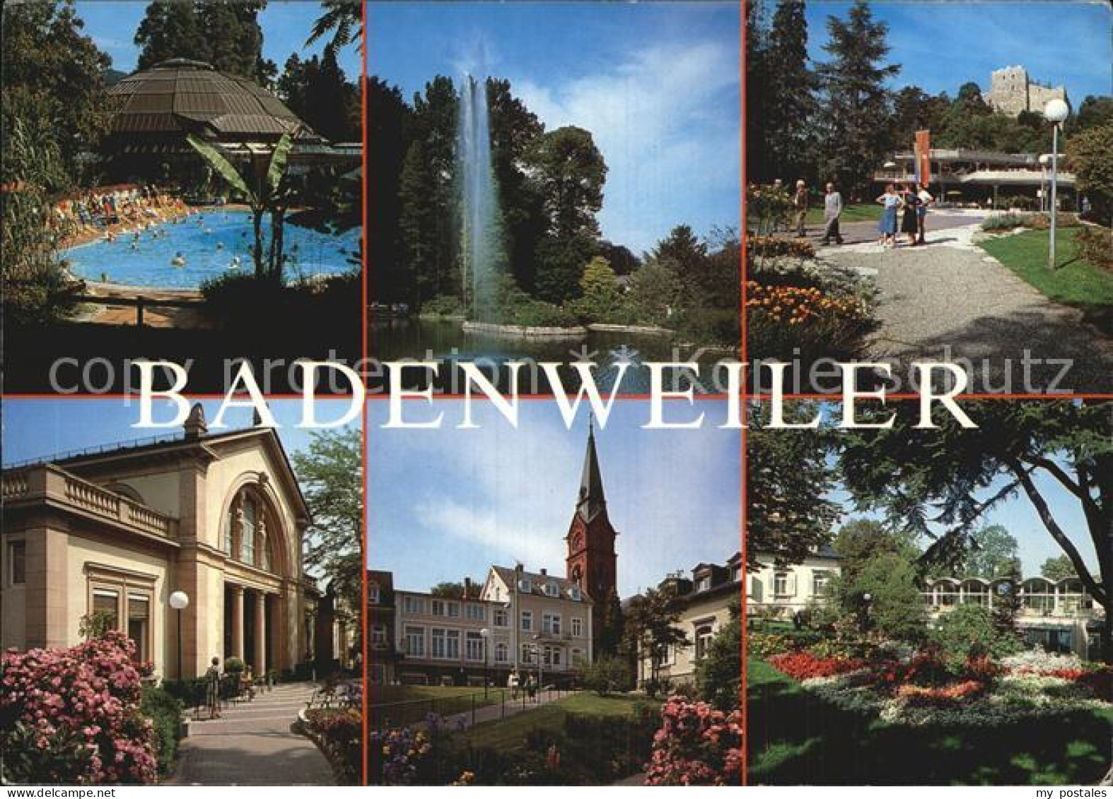 72543318 Badenweiler Thermalbad Fontaene Park Schlossruine Kurhaus Kirche Badenw - Badenweiler