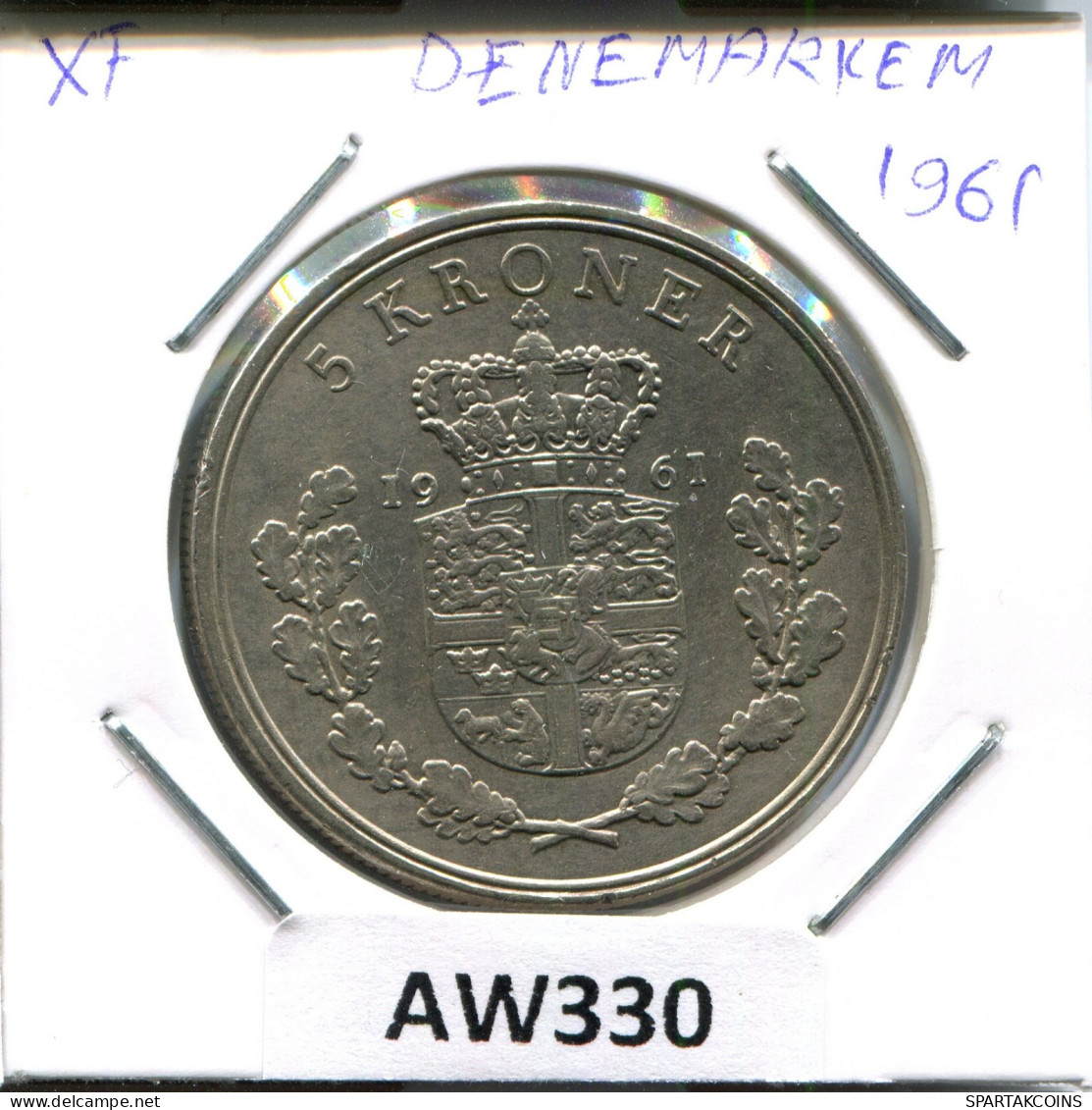 5 KRONER 1961 DINAMARCA DENMARK Moneda #AW330.E.A - Danimarca
