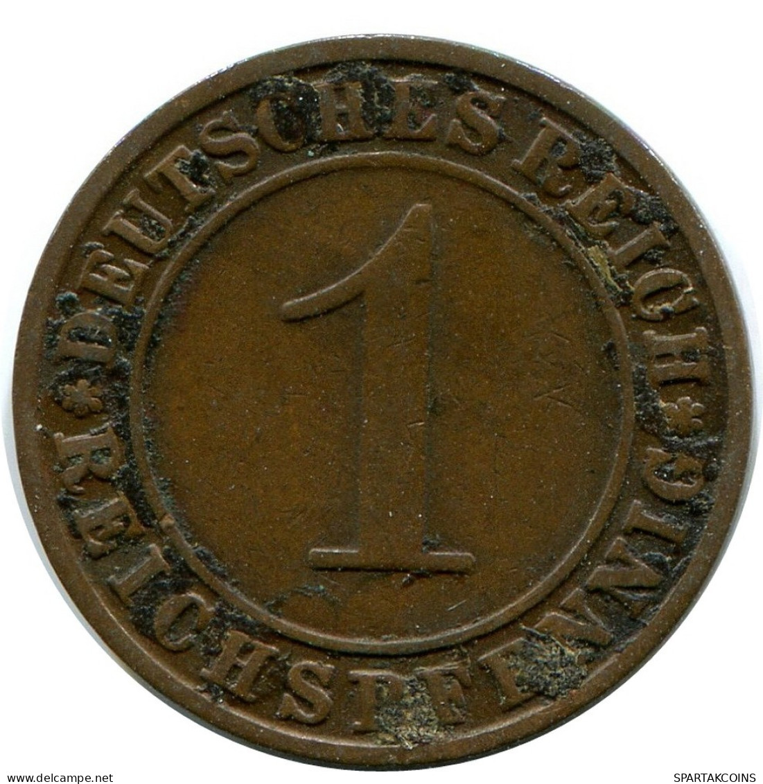 1 REICHSPFENNIG 1925 G GERMANY Coin #DB776.U.A - 1 Rentenpfennig & 1 Reichspfennig