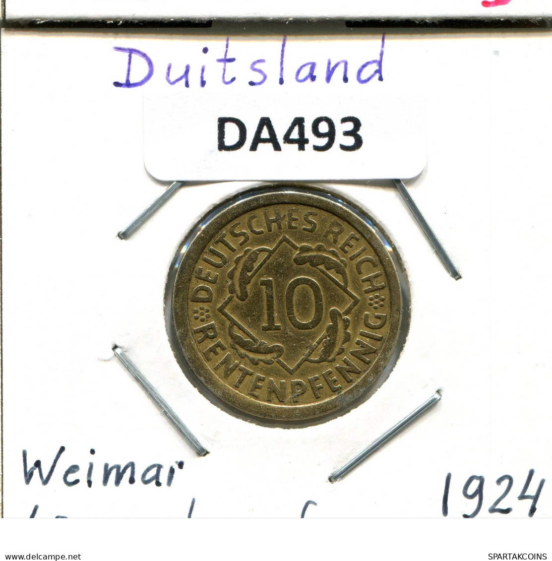 10 RENTENPFENNIG 1924 E GERMANY Coin #DA493.2.U.A - 10 Rentenpfennig & 10 Reichspfennig