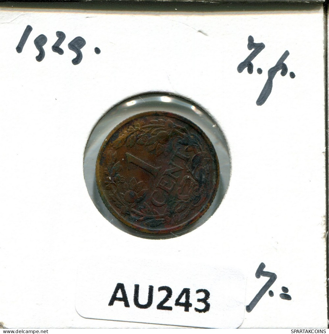 1 CENT 1929 NEERLANDÉS NETHERLANDS Moneda #AU243.E.A - 1 Cent