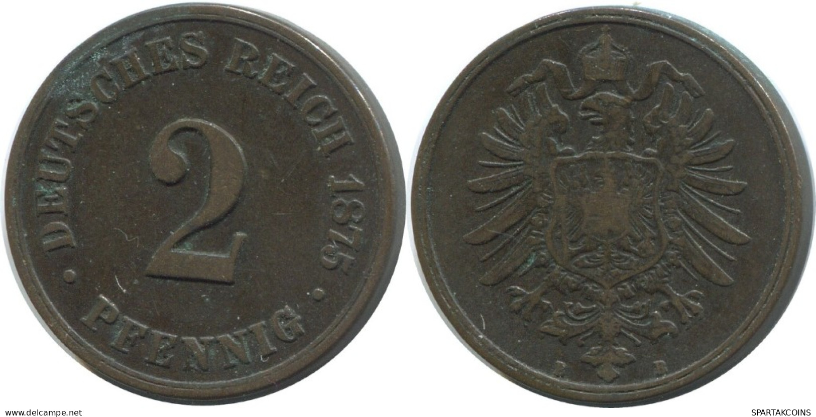 2 PFENNIG 1875 B GERMANY Coin #AE562.U.A - 2 Pfennig